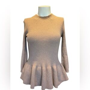 Tory Burch Beige Ribbed Knit Blouse